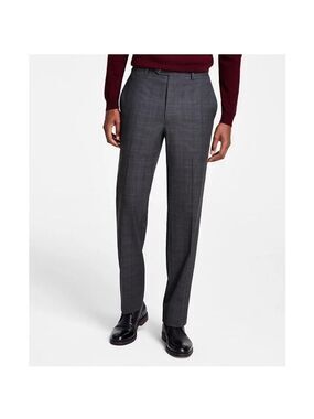 Michael Kors Marvin Men’s Classic Fit Gray and Red Plaid Dress Pants 42Wx30L